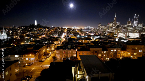 Canvas Print SuperMoon over San Francisco & Russian Hill