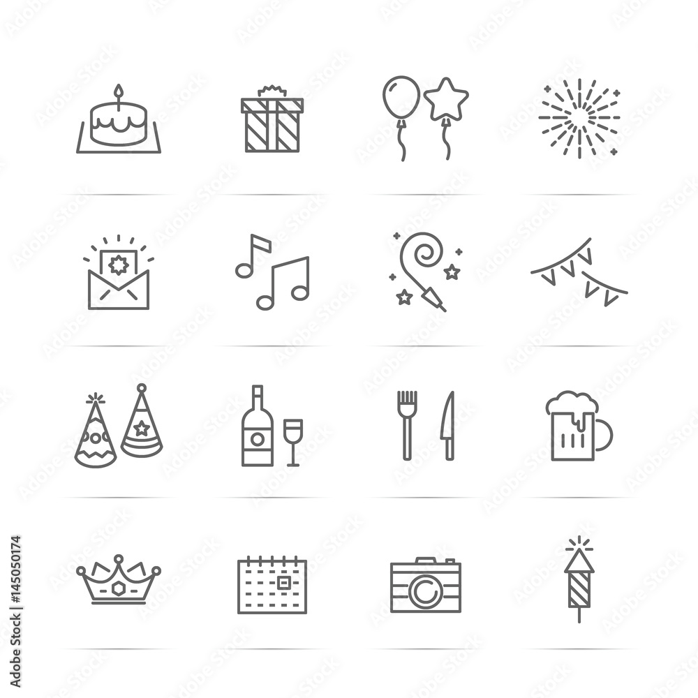 birthday party vector line icons birthday party vector line icons