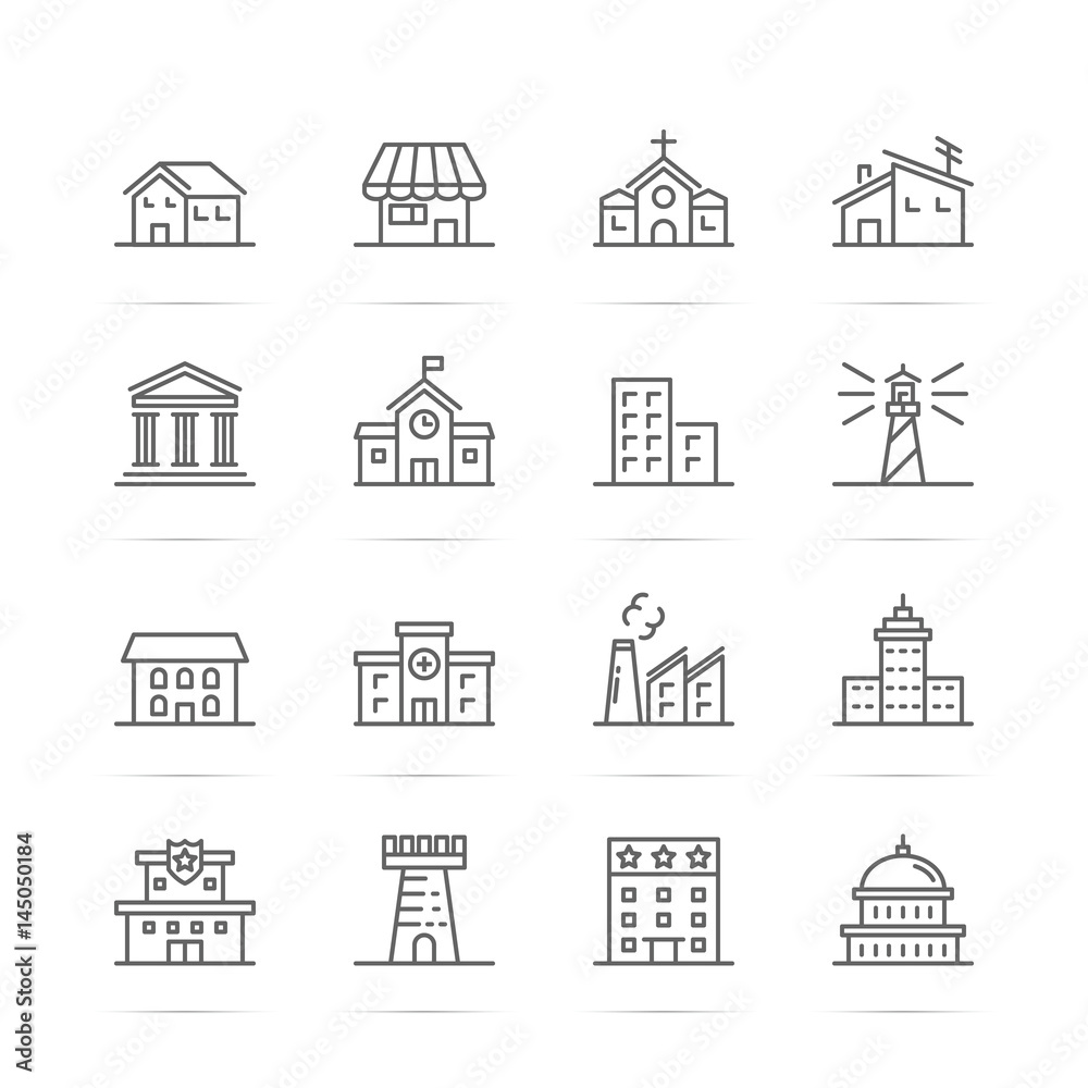 building and real estate vector line icons