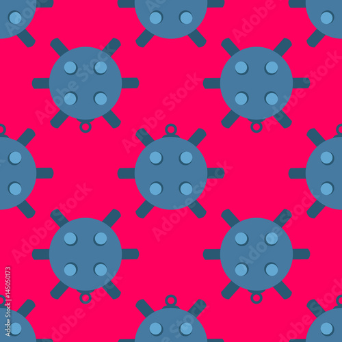 Naval mine seamless pattern vector illustration sea bomb pink background