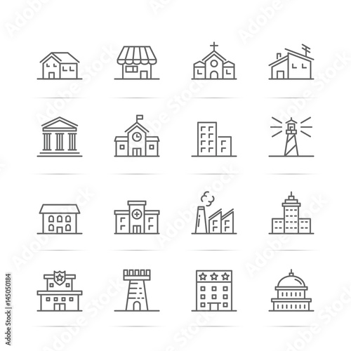 building and real estate vector line icons