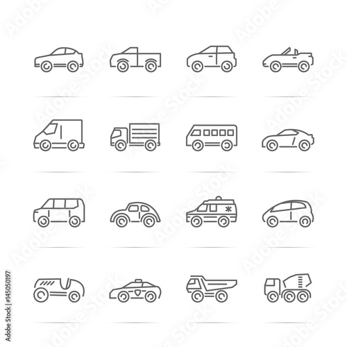 car vector line icons