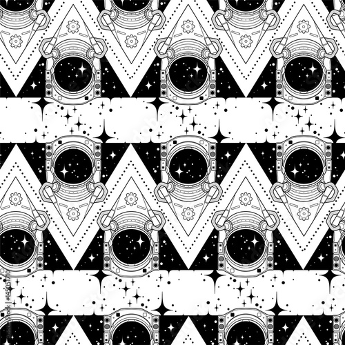 Graphic austronaut in triangle