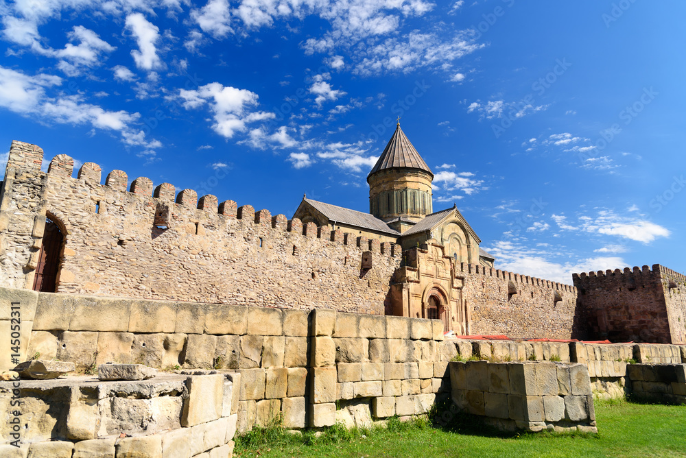 Svetitskhoveli Cathedral is surrounded by defensive wall. Mtskheta, Georgia
