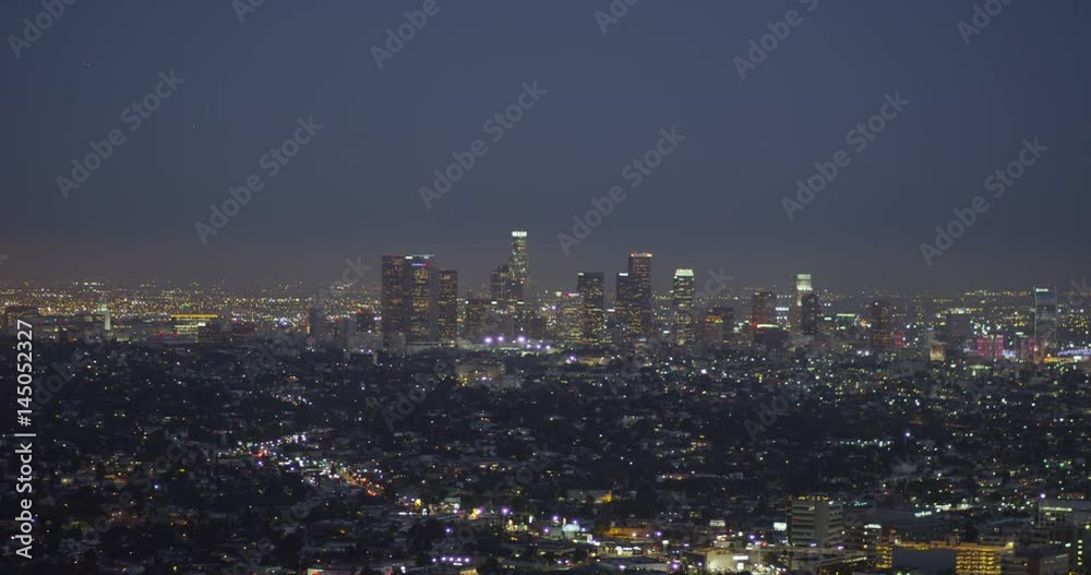 Downtown Los Angeles Skyline during the last minutes of sunset can be seen from the Griffith Observatory Downtown Los Angeles Skyline during the last minutes of sunset can be seen from the Griffith Observatory