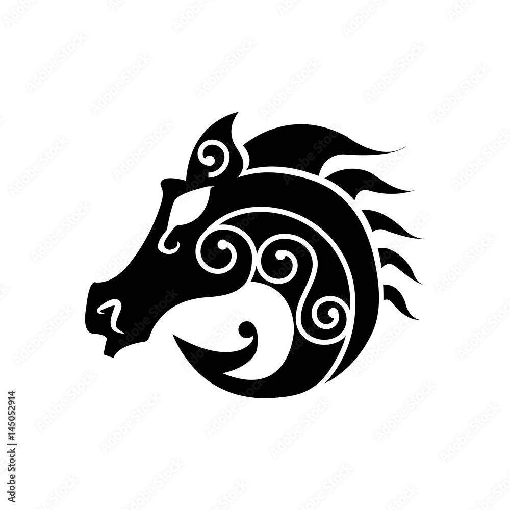 Black heraldic horse head