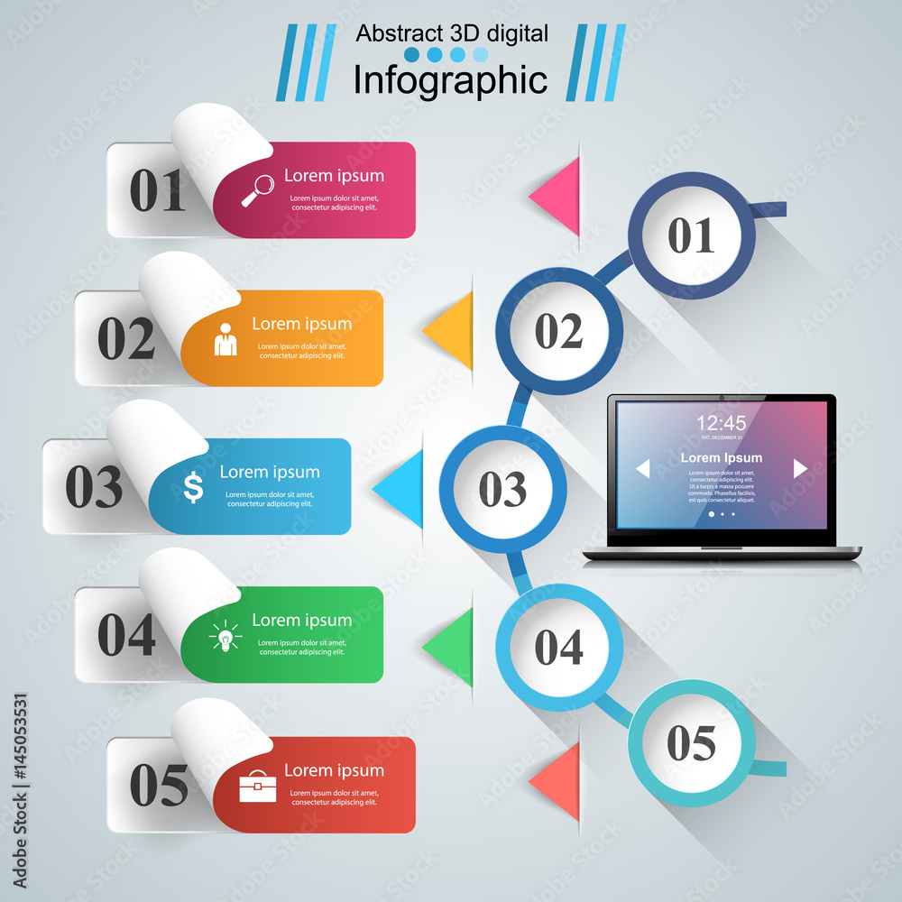 Notebook infographic icon with white reflect.