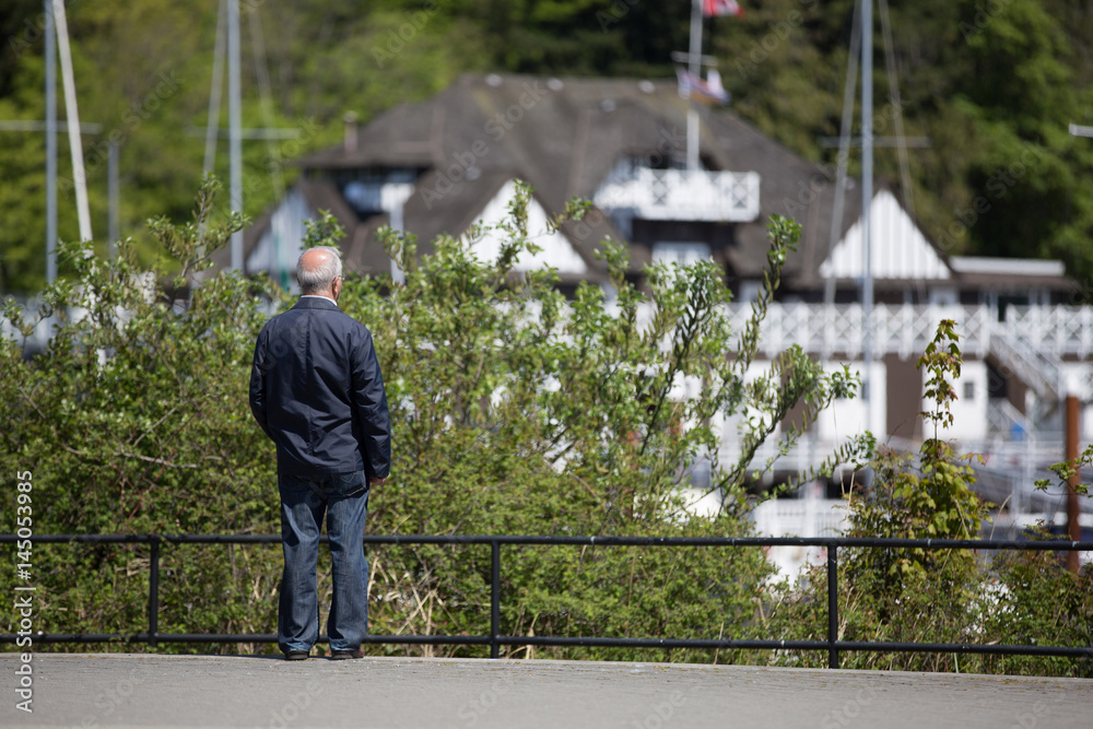 Old man thinking deeply 