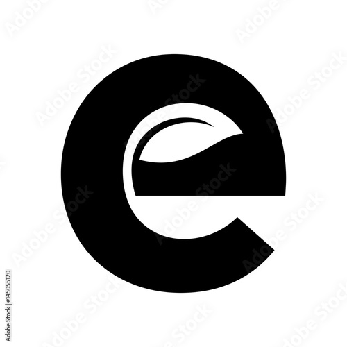 letter E and leaf logo vector.