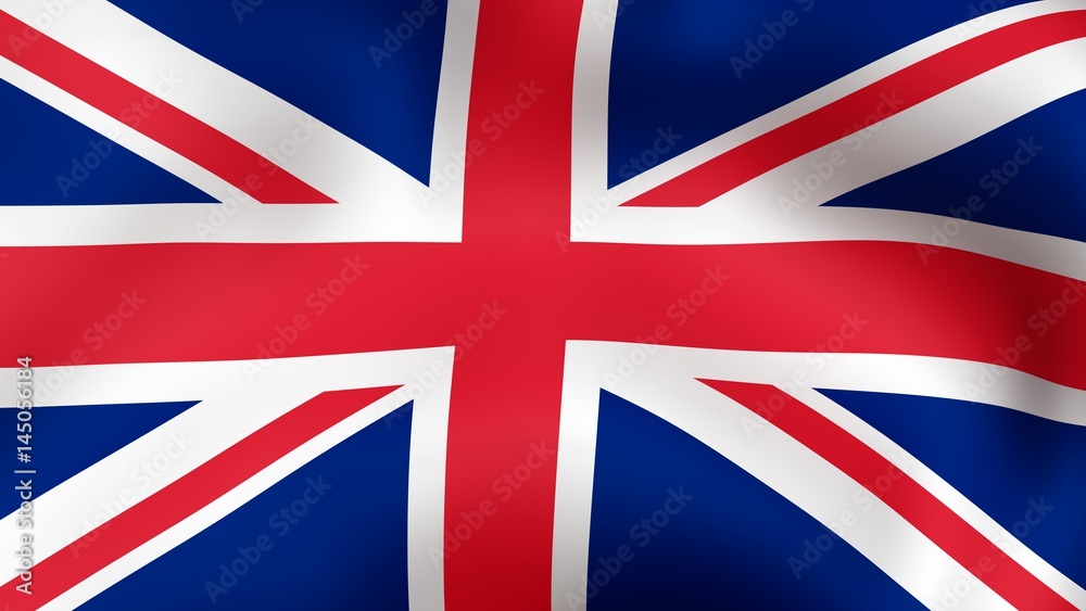 Flag of Great Britain, fluttering in the wind. 3D rendering. It is different phases of the movement close-up flag in the wind.