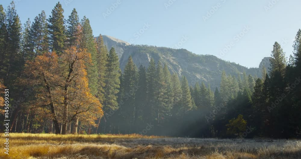 The sun's rays melts the snow in the meadows, in Yosemite National Park, California. The sun's rays melts the snow in the meadows, in Yosemite National Park, California.