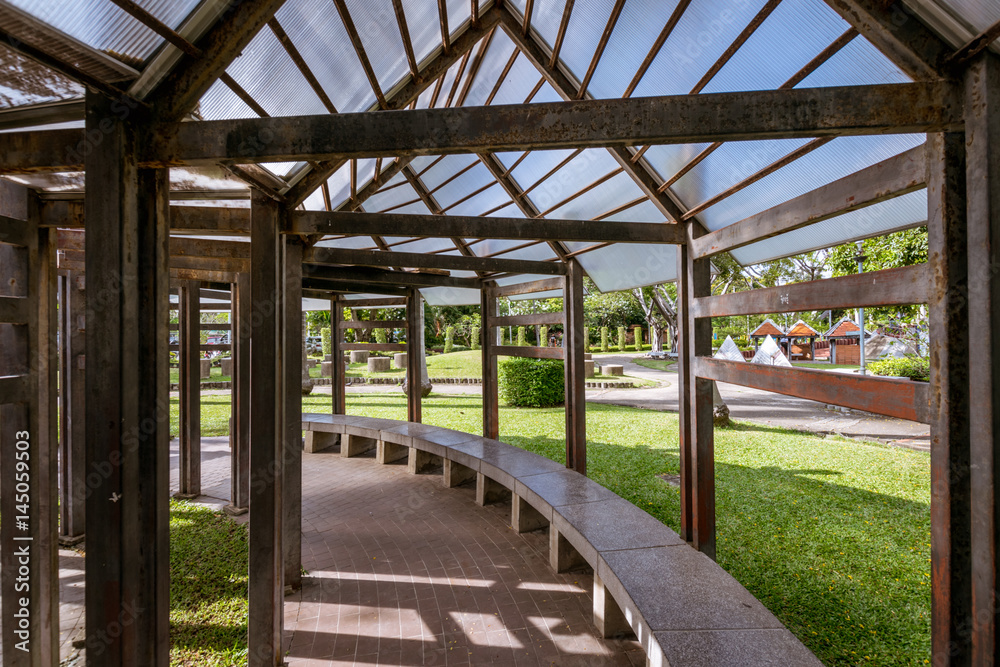 Garden pergola walk path