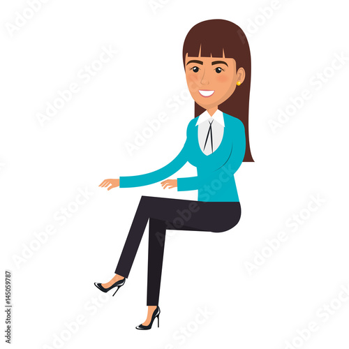 businesswoman doing seated pose vector illustration design