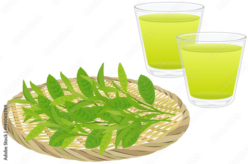 冷茶と茶葉01 Stock イラスト | Adobe Stock