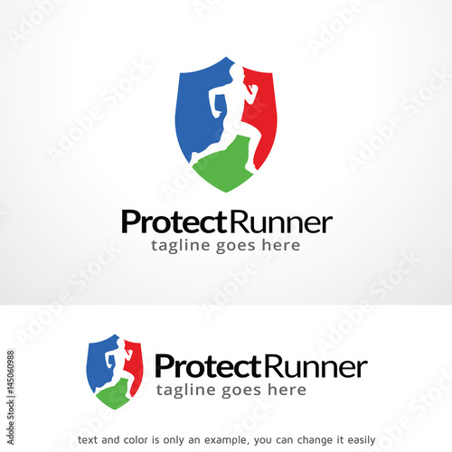 Protect Runner Logo Template Design Vector, Emblem, Design Concept, Creative Symbol, Icon
