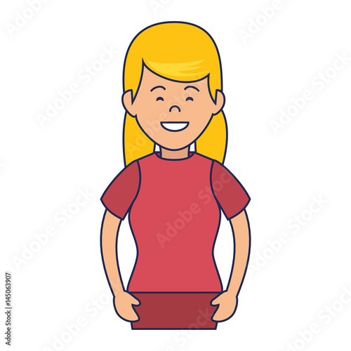 young woman avatar character vector illustration design