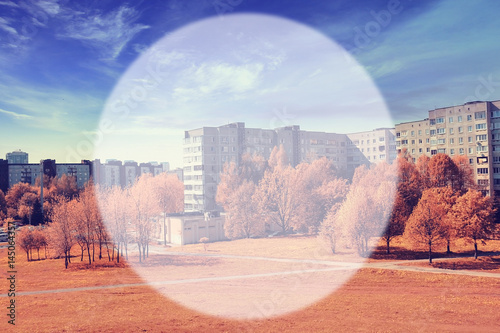 toned background blur city skyscrapers Moscow