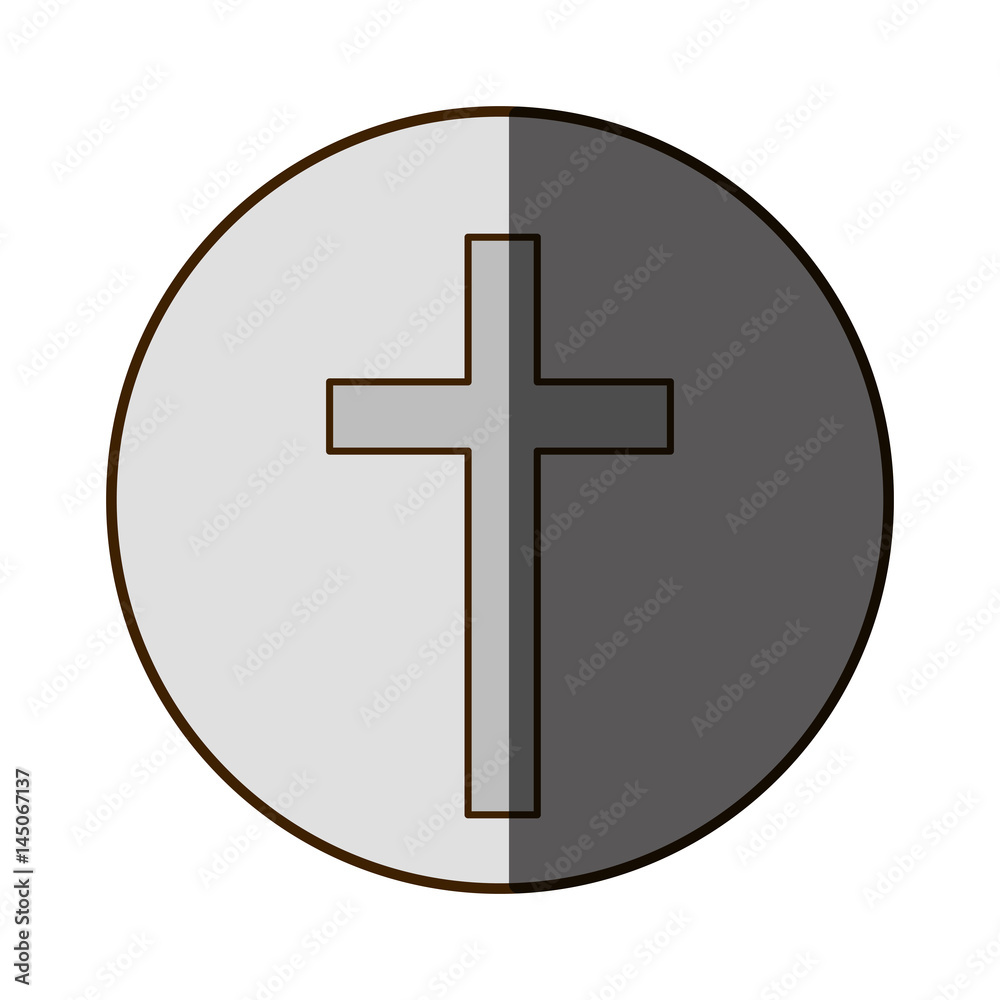 color silhouette of sphere with cross symbol with half shadow vector illustration color silhouette of sphere with cross symbol with half shadow vector illustration