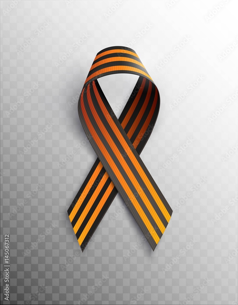 Black and orange ribbon of St George isolated on transparent background.  May 9 russian holiday victory day. Vector illustration Stock Vector