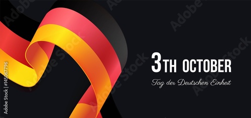 Tag der Deutschen Einheit. 3 october.Germany Independence Day greeting card. Celebration background with waving german flag Vector illustration