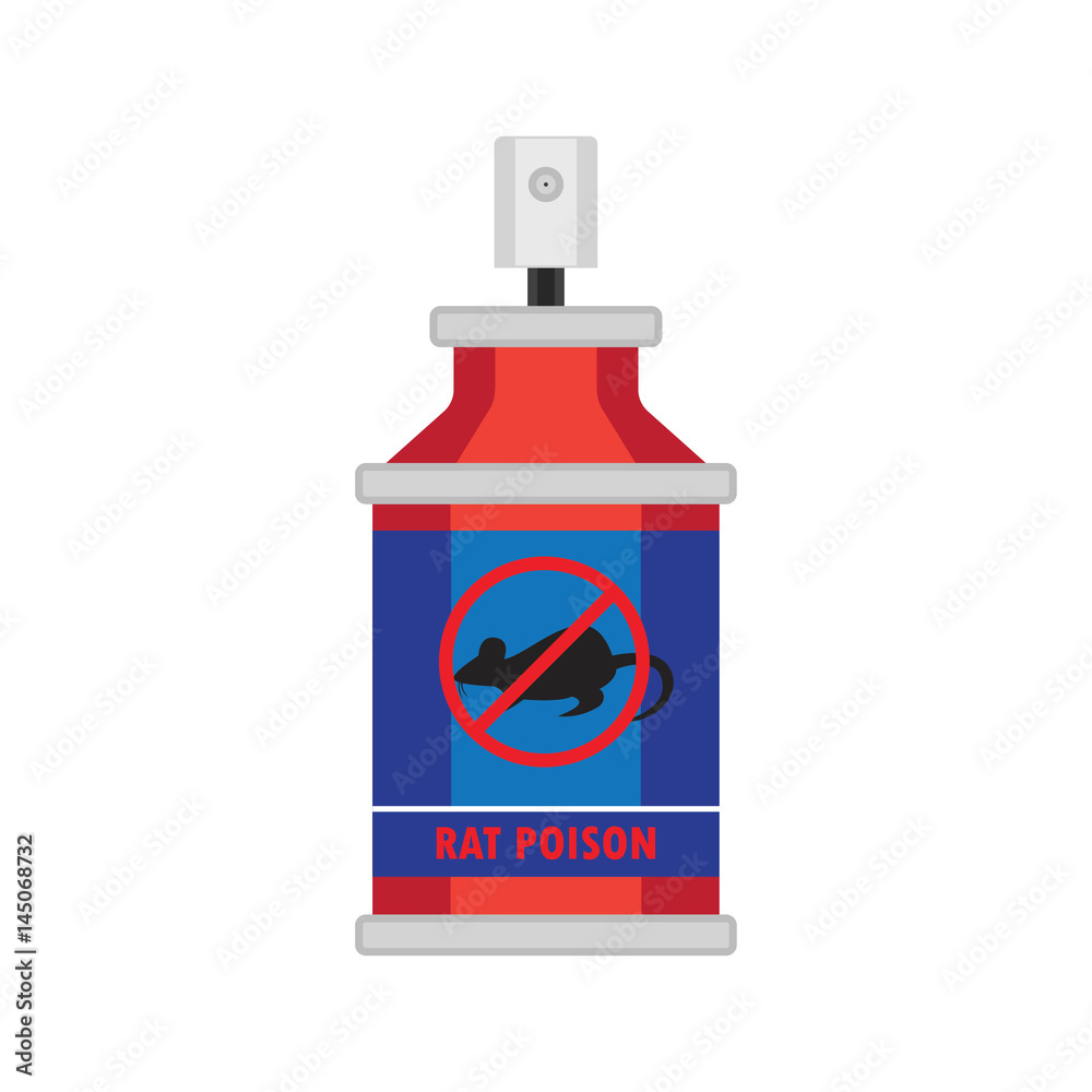 Fototapeta premium spray of rat killer poison and no rat sign concept. vector illustration