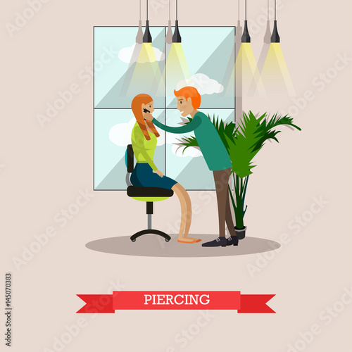 Piercing concept vector illustration in flat style