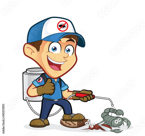 Exterminator or pest control with dying pest