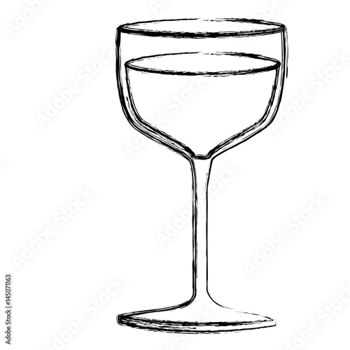 monochrome sketch silhouette of glass cup in closeup vector illustration