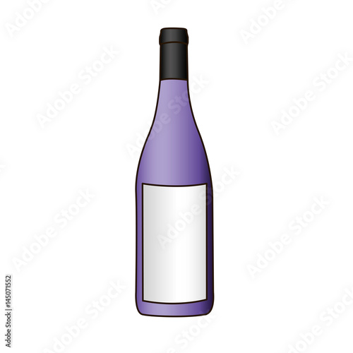 colorful silhouette with bottle of purple wine and delineated vector illustration
