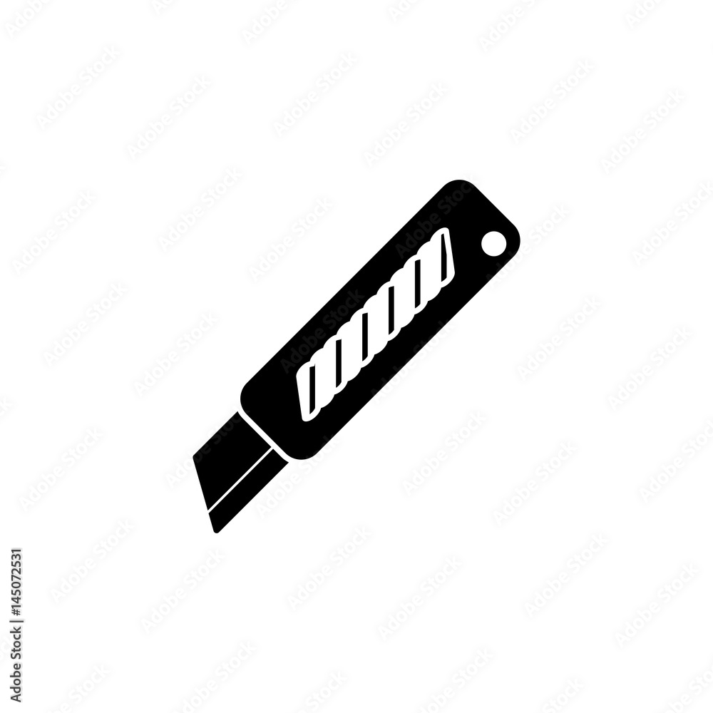 Pictogram knife for papers icon. Black icon on white background.