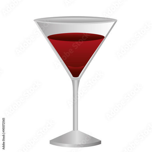 colorful silhouette of drink cocktail glass vermouth with red wine vector illustration
