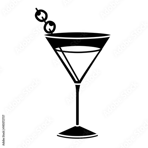 black silhouette of drink cocktail glass vermouth vector illustration