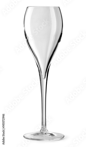 Empty glass for champagne isolated on white background with clipping path.