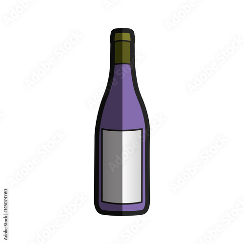 light coloured silhouette with bottle of purple wine with half shadow vector illustration