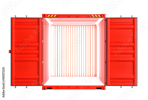 Red metallic open shipping container