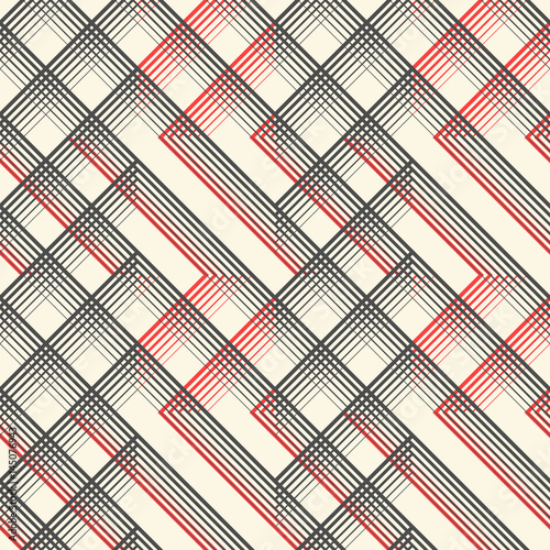 British Plaid Ornament. Abstract Diagonal Thin Line Art Patter