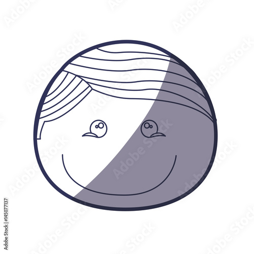 blue color contour caricature front face guy with expressive eyes vector illustration