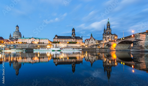 Dresden at night, Germany during twilight blue hour. photo