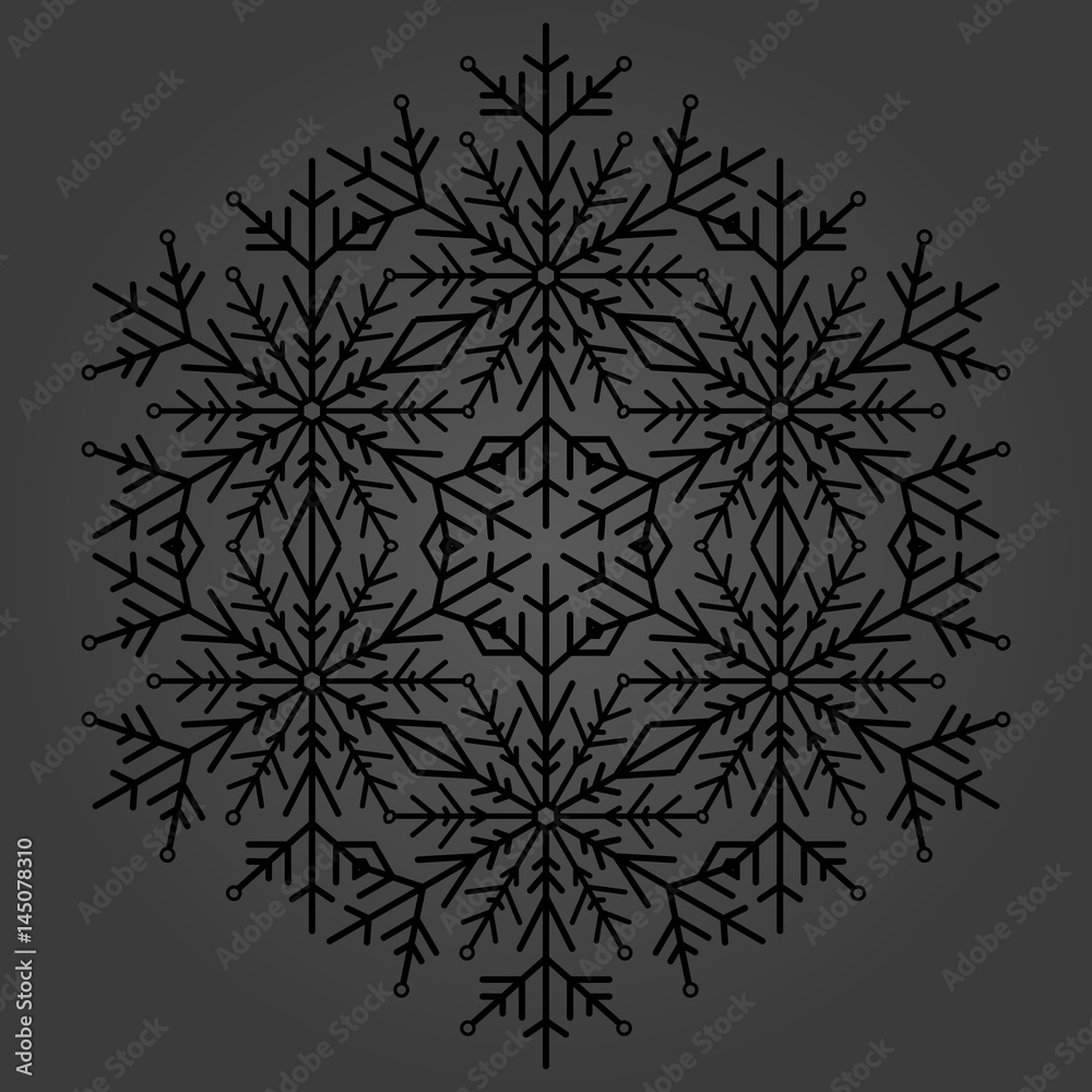 custom made wallpaper toronto digitalRound vector dark snowflake. Abstract winter ornament. Fine snowflake