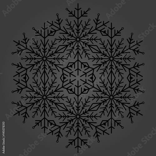 Wallpaper Mural Round vector dark snowflake. Abstract winter ornament. Fine snowflake Torontodigital.ca
