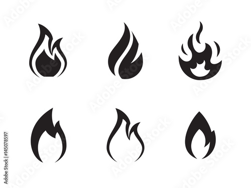 Fire flames icons set