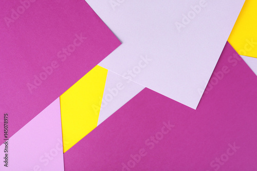 Composition with lilac and yellow paper sheets
