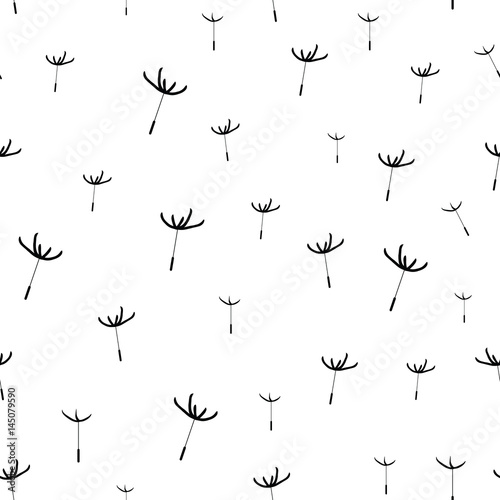 Seamless texture pattern dandelion fluff on a white background, vector illustration