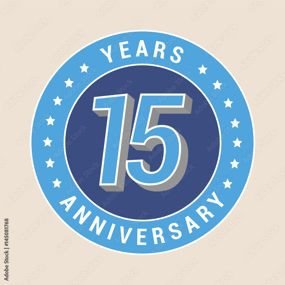 15 years anniversary vector icon, emblem
