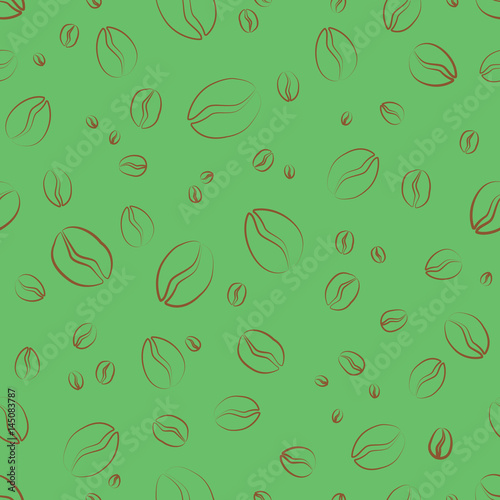Coffee beans isolated in the background. Seamless pattern. Vector illustration.