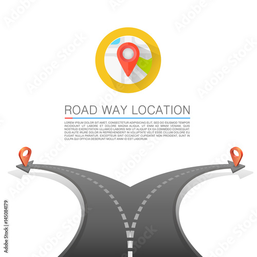 Road choice, Road arrow cover, Road way location, Vector background