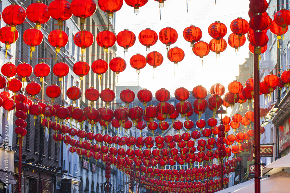 Chinese lanterns in China town, London