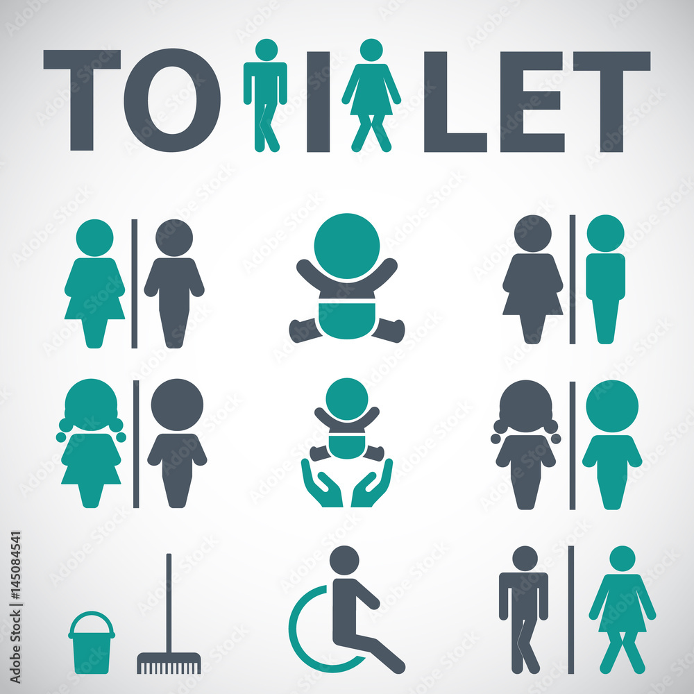 WC icon. Toilet sign. Vector Illustration icons for print and web. WC icon. Toilet sign. Vector Illustration icons for print and web.