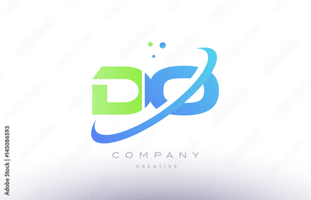 do d o alphabet green blue swoosh letter logo icon design