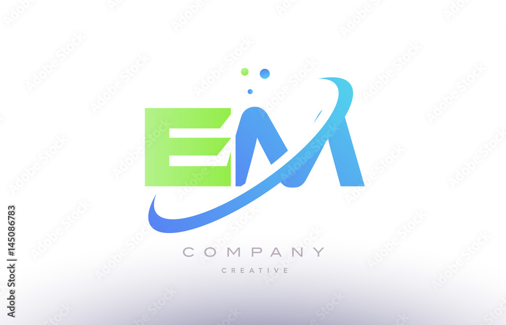 em e m alphabet green blue swoosh letter logo icon design em e m alphabet green blue swoosh letter logo icon design